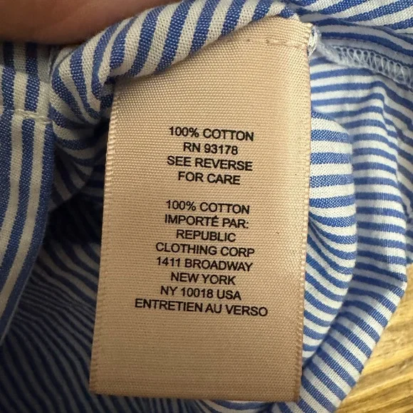 Philosophy brand blue and white striped button-down shirt w/puff sleeves Small - Picture 5 of 8